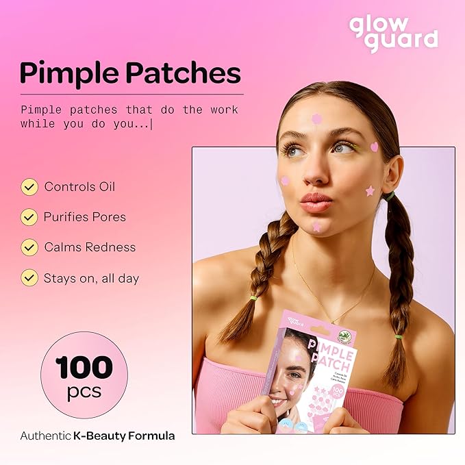 Pimple Patches with Hydrocolloid & Tea Tree Oil – Korean Skin Care, Dermatologist Tested – Absorbs Impurities, Reduces Redness – Vegan, Non-GMO, Clean Beauty – 100 Pcs