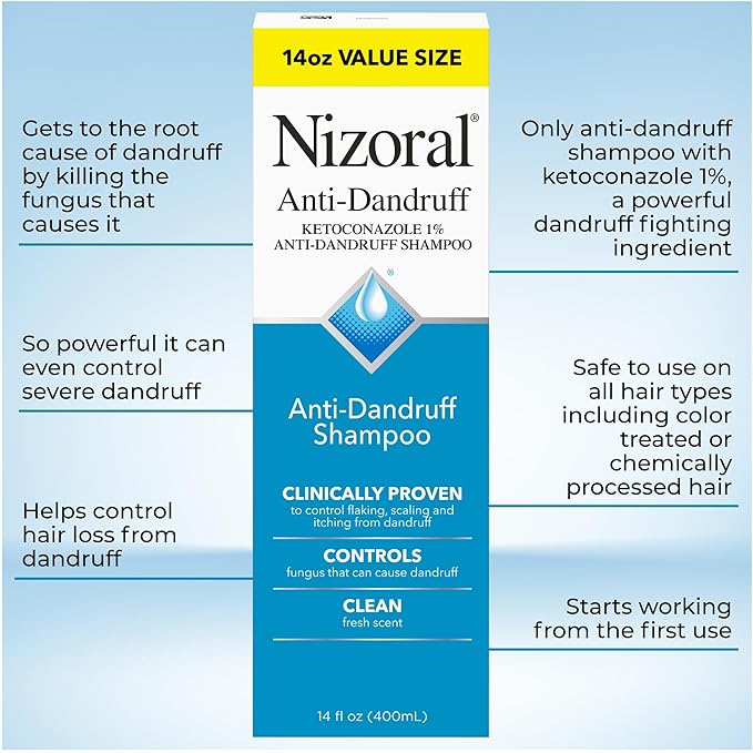 Nizoral Anti-Dandruff Shampoo with 1% Ketoconazole, Fresh Scent, 14 Fl Oz (Pack of 2)