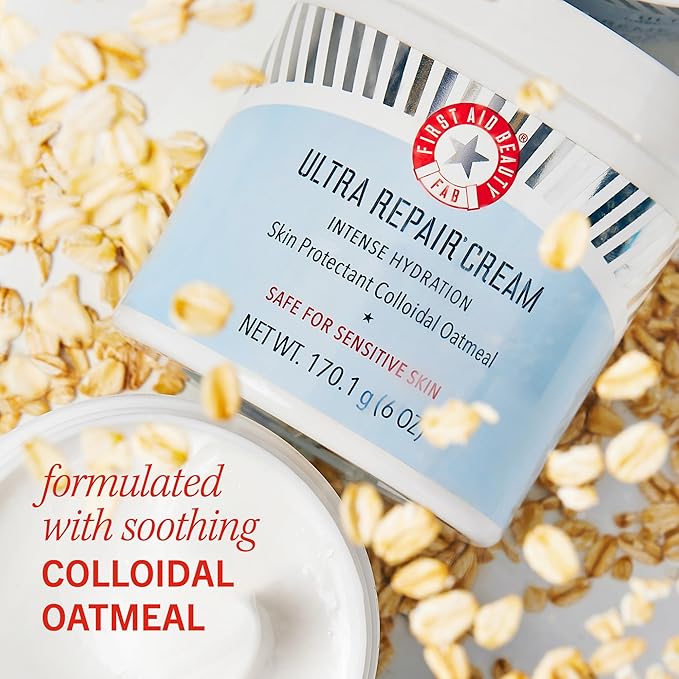 First Aid Beauty - Ultra Repair Cream, Intense Hydration Whipped Colloidal Oatmeal, Clinically Proven to Strengthen Skin Barrier in 7 Days & Helps Relieve Eczema, Luxury Face & Body Moisturizer, 2 oz