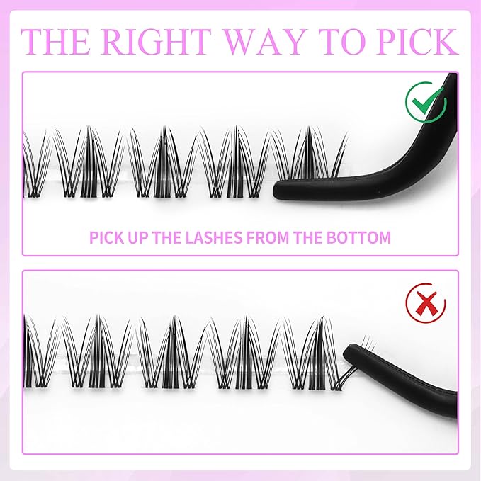 VEYESBEAUTY Lash Clusters Kit Eyelash Extensions Thin & Invisible Band DIY Individual False Eyelashes Newbie's Five-Second Series Wispy Lash Tray for Self-application, Manga Lash 8-16mm Mixed Length