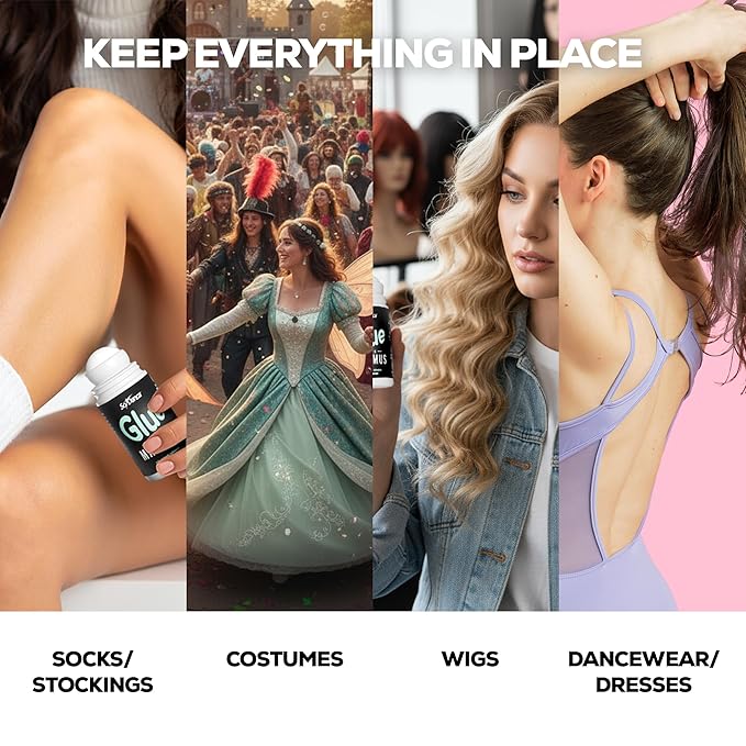 So Danca Glue-teus Maximus Roll-On Body Adhesive – Hypoallergenic, Sweat-Resistant Body Glue for Dancers, Costumes, Cosplay, Stagewear, Leotards & Pageants