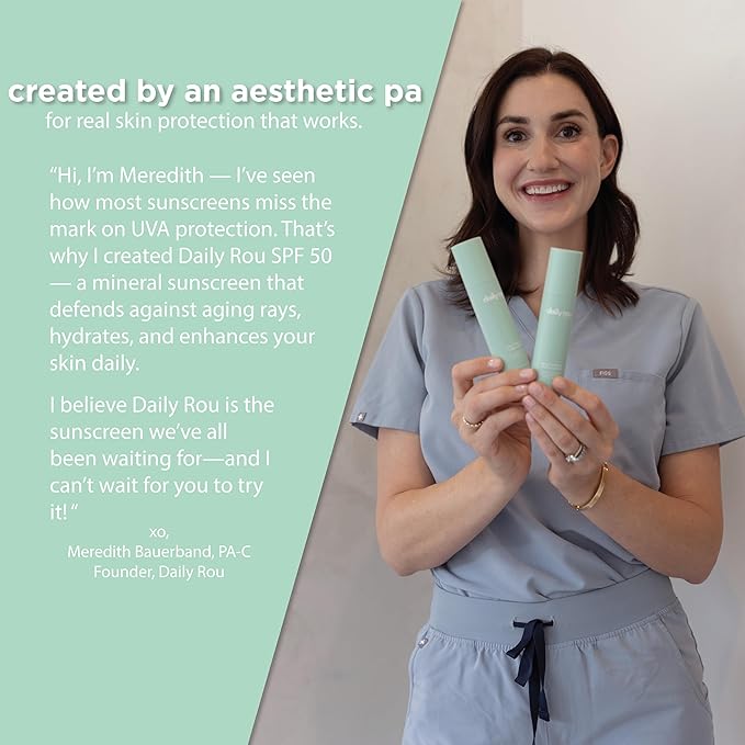 DailyRou Daily Mineral Skincare – Hydrating & Brightening Face Sunscreen for Men & Women – Lightweight, Non-Greasy Formula for Healthy, Smooth, Glowing Skin (Sheer)