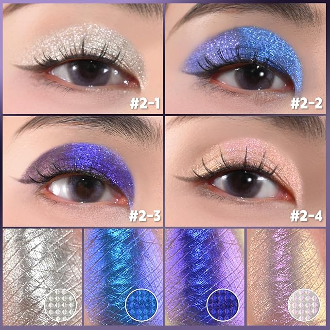 CHARMACY 4 Colors Chameleon Eyeshadow & Highlighter Palette - Shift-Infused Multichrome Pressed Pigments, Long-Lasting Velvet Finish, Vegan & Cruelty-Free Makeup Kit #02