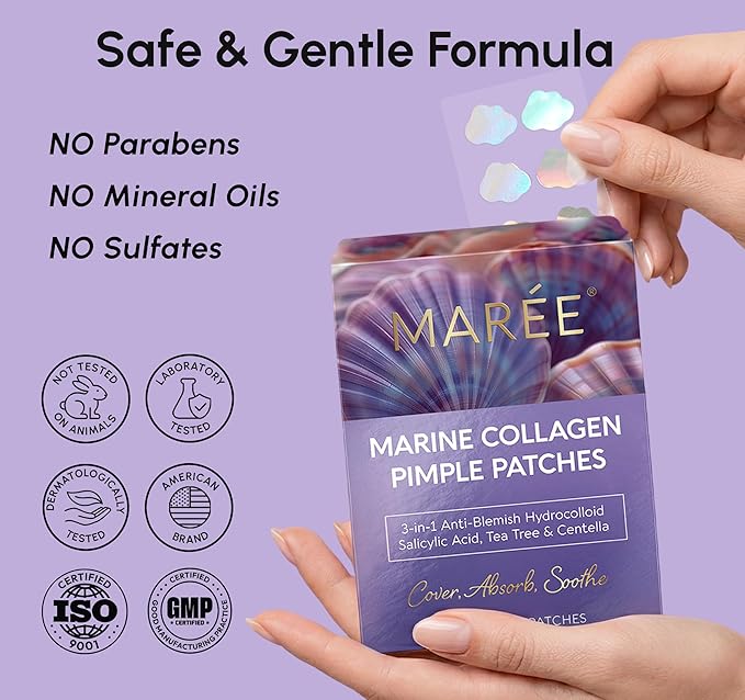 MAREE Star Pimple Patches for Face 2 PACK - Hydrocolloid Acne Patches w/Salicylic Acid, Tea Tree Oil & Centella - Cute Pimple Patches Stars - Teens Zit Patches Stickers - Parches Para Acne - 144 Dots