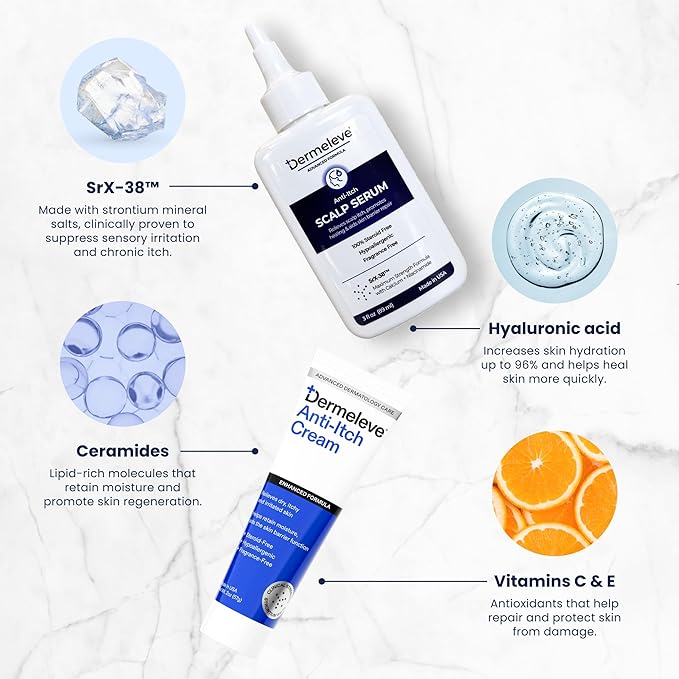 Dermeleve Steroid Free Anti-Itch Cream | Extra Strength for Psoriasis, Seborrheic Dermatitis, Viral Rash, Bug Bites, Allergy, Chronic Hives, Neuropathy (Nerve) | Full Body Itch Relief | 2 oz (2 Pack)