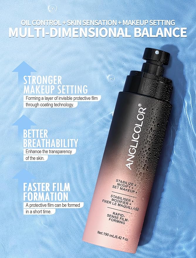 Anglicolor Matte Setting Spray for Makeup, Natural Finish Spray Long Lasting Face Mist, Lightweight Hydrating, Semi Matte Finish for All Skin, Ultra Fine Face Mist 16HR Wear, 6.42 Fl. Oz (A01)