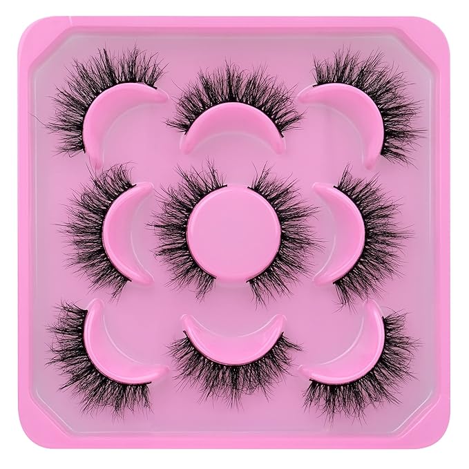 JIMIRE Faux Mink Lashes Wispy 14MM C-D Curl Lightweight Volume False Eyelashes Natural Look Like Eyelash Extensions 5 Pairs Pack