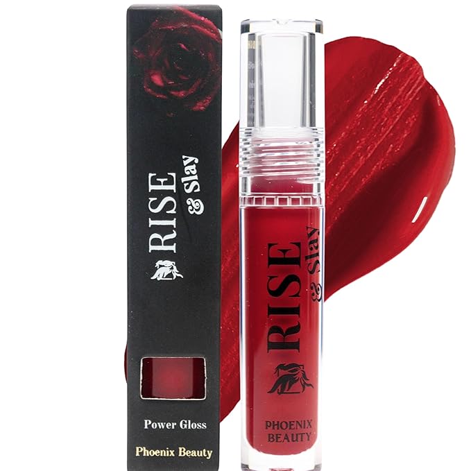 Power Gloss – Crimson Red Vegan Non-Sticky Lip Gloss with High Pigment, Hyaluronic Acid, Castor & Jojoba OIl for Striking, Smooth, Moisturizing Color (Cherry Bomb)