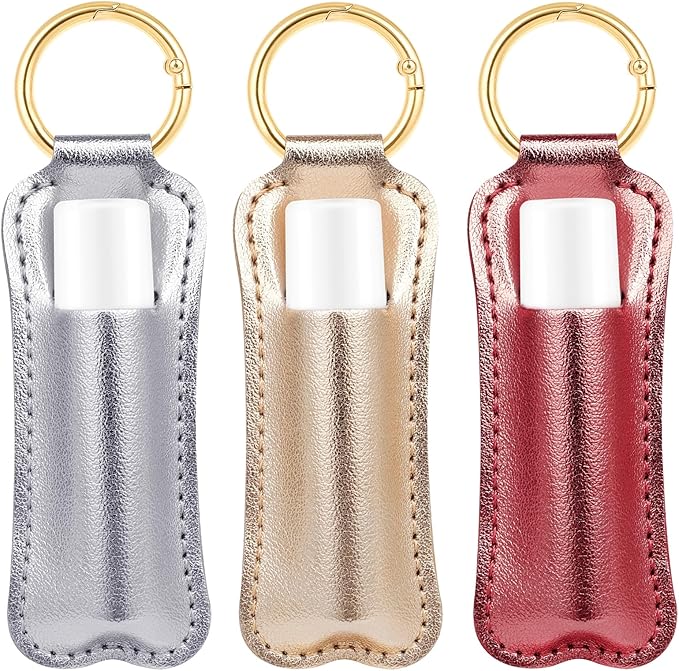 WK IEASON Lip Balm Holder for Chapstick Lipstick Sleeve Keychain,Small Christmas Gifts Stocking Stuffers for Teen Girls Women
