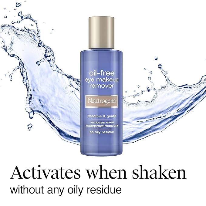 Neutrogena Gentle Oil-Free Eye Makeup Remover & Cleanser for Sensitive Eyes, Dissolves Waterproof Mascara, Non-Greasy Liquid Makeup Remover, Dermatologist & Ophthalmologist Tested, 8 fl. oz