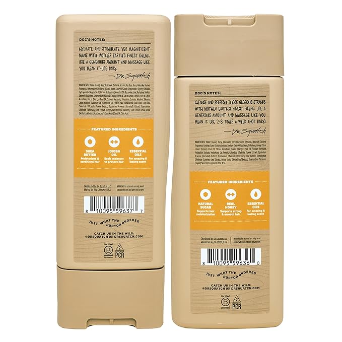 Dr. Squatch Natural Hair Bundle for Men - Healthy, Full Looking Hair - Summer Citrus Shampoo (8 fl oz), Summer Citrus Conditioner (11.5 fl oz)