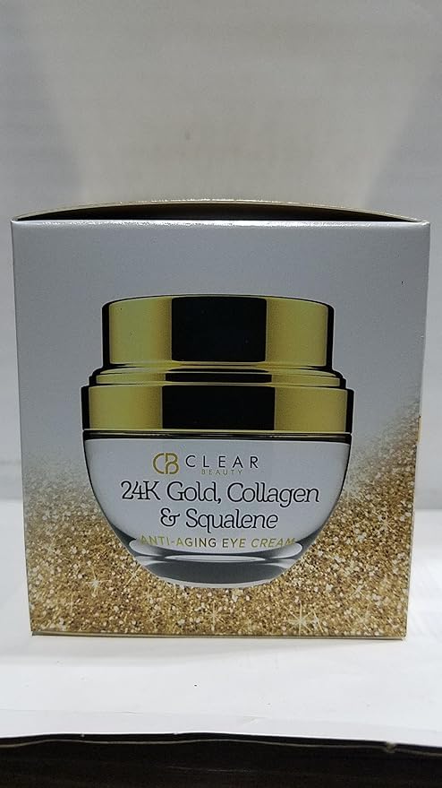 Clear Beauty 24k Gold & Collagen Under Eye Cream - Hydrating, Firming & Anti-Aging - Dermatologist Tested, Clean Beauty & Cruelty-Free Korean Skin Care for All Skin Types - 1 Fl. Oz