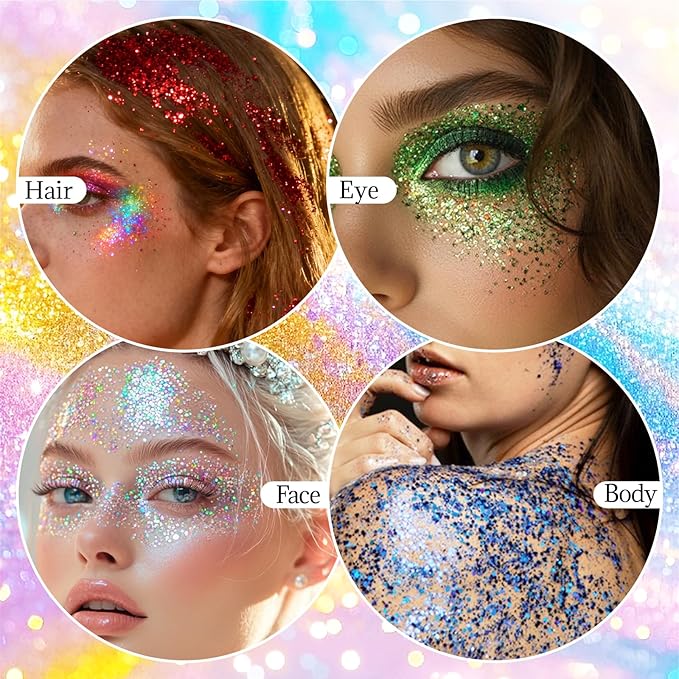 DAGEDA Green Body Glitter Stick,St Patricks Day Accessories,Sparkly Face Glitter Makeup,Holographic Hair Glitters Rave Outfits for Women, Shimmer Face Paint Stick for Mardi Gras Singer Concert