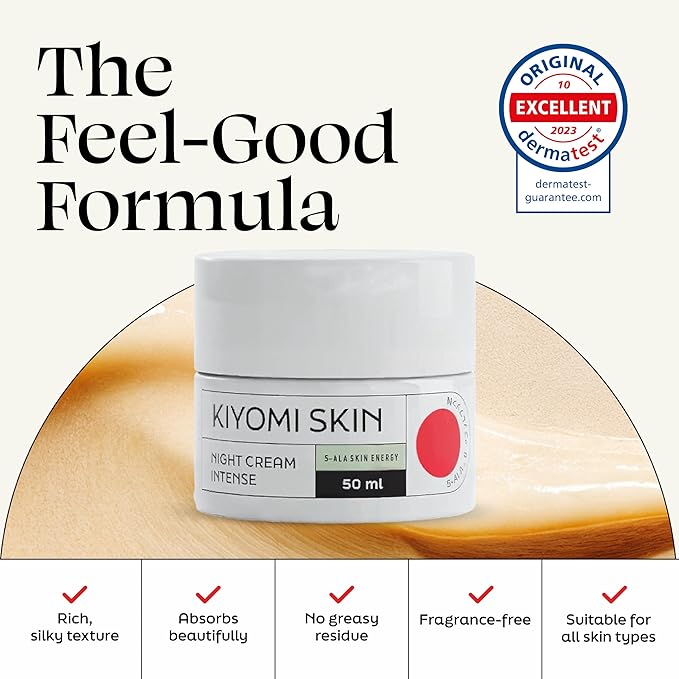 Night Cream Intense - Overnight Face Cream with 5-ALA, Resveratrol, Ceramides, Peptides - Anti-Aging Facial Moisturizer for Fine Lines, Wrinkles, Skin Barrier - German Made - 1.7 Fl Oz