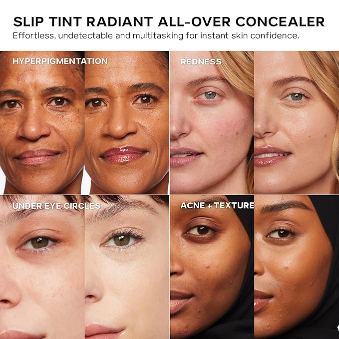 Saie Slip Tint Radiant Cream Concealer & All-Over Face Makeup - Concealer for Dark Circles, Redness & Blemishes - Lightweight Makeup Made with Hydrating Hyaluronic Acid - Shade 13 (0.17 oz)