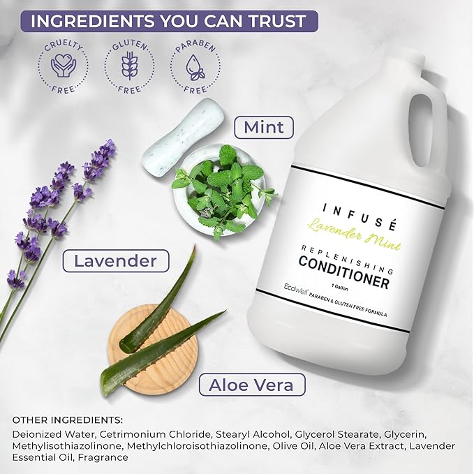 Infuse Lavender Mint Hotel Conditioner | 1 Gallon | For Hospitality & Vacation Rentals to Refill Dispensers | (4 Gallons)