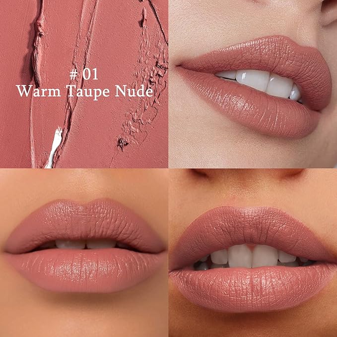 Hydrating Lipstick Cream Lip Crayon, Moisturizing Long-lasting Waterproof Stick for Women, High-Pigment Smooth Lip Liner & Tinted Lip Balm in One, Buildable Color with Natural Gloss Finish, 01