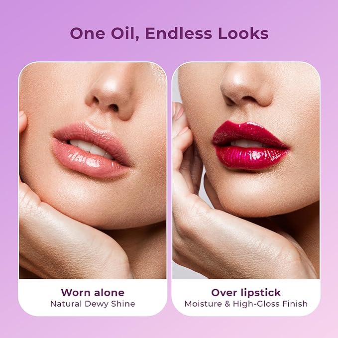 The Beauty Spy Mystic Gemstone Lip Oil, Moisturizing & Hydrating Lip Gloss - Non Sticky, Plumping Lip Oil for Dry Lips (Amethyst)
