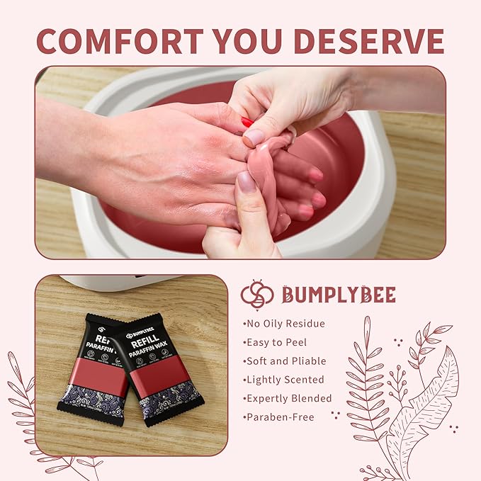 Paraffin Wax for Hand and Feet Refill - 10 Packs Rose Scent Paraffin Wax Refills with Silicone Brush,Skin Moisturizing, Non-Greasy, Easy-Peeling