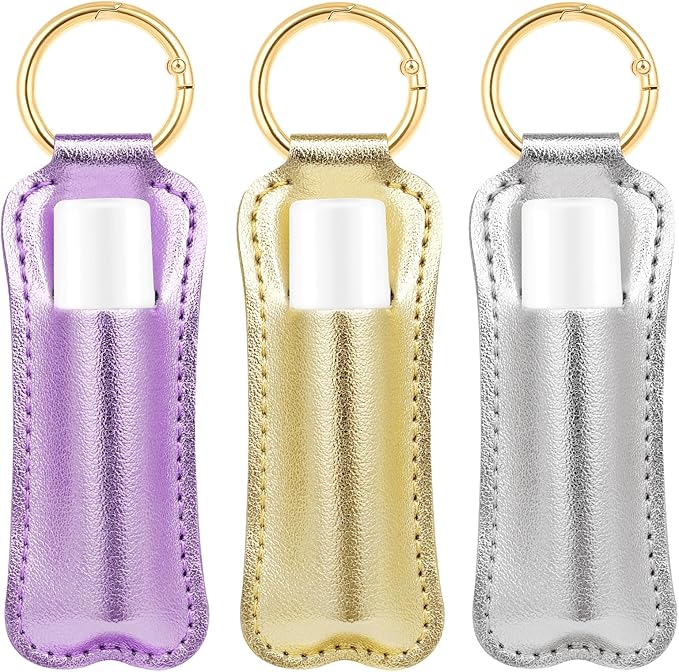 WK IEASON Lip Balm Holder for Chapstick Lipstick Sleeve Keychain,Small Christmas Gifts Stocking Stuffers for Teen Girls Women