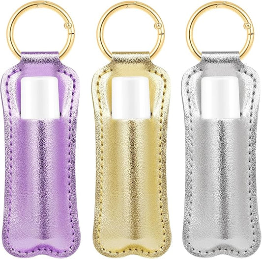 WK IEASON Lip Balm Holder for Chapstick Lipstick Sleeve Keychain,Small Christmas Gifts Stocking Stuffers for Teen Girls Women