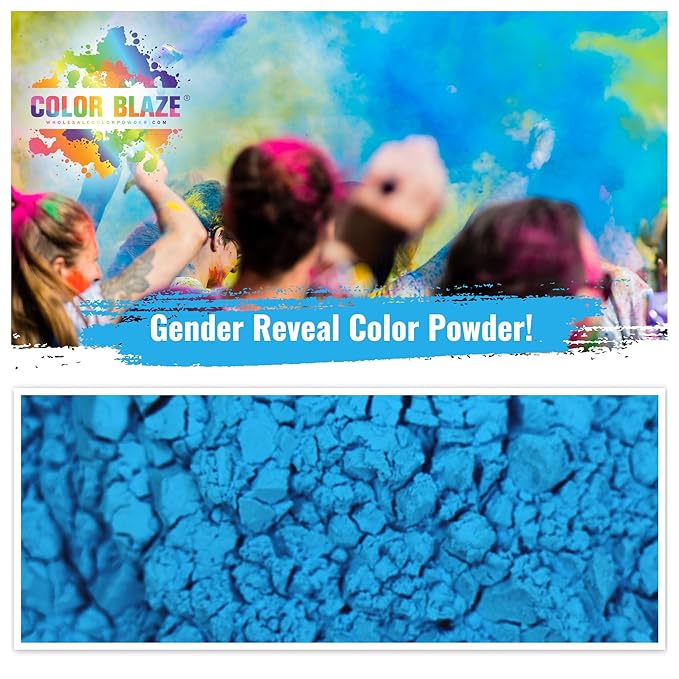 Color Blaze Baby Gender Reveal Color Powder Packets - 75 g Each - 10 Packs of Blue Colored Powder for Boy - For Car & Motorcycle Burnout, Exhaust, Color Toss, Photoshoot, Party & Festival - Blue