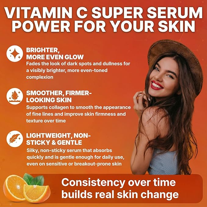 GlowMedik Vitamin C Serum for Face – Brighten + Smooth Vit C Serum Face with Hyaluronic Acid, Vitamin E & MSM, Hydrates & Firms Dull or Uneven Skin for a Radiant, Youthful-Looking Glow, 30ml