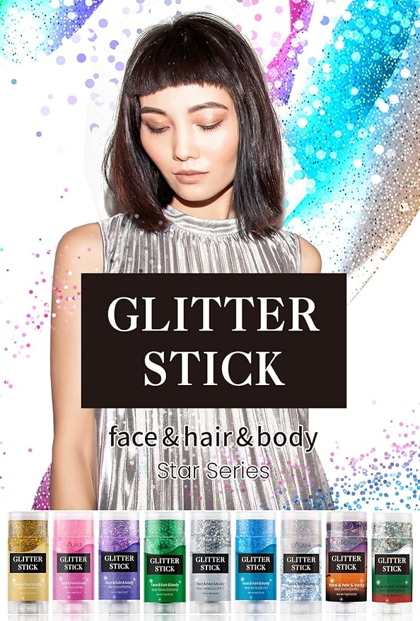 Gold Body Glitter Stick, Sparkling Neon Outfit Singer Concert Music Rave Festival Party Accessories Face & Body Glitter Gel Makeup.