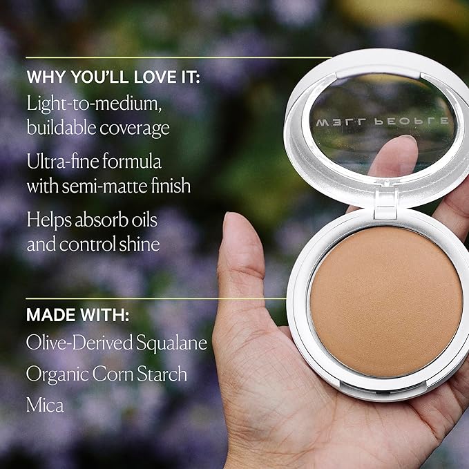 Well People Bio Powder Foundation, Lightweight & Hydrating Foundation For Perfecting & Smoothing Skin, Semi-Matte Finish, Vegan & Cruelty-free, 4N