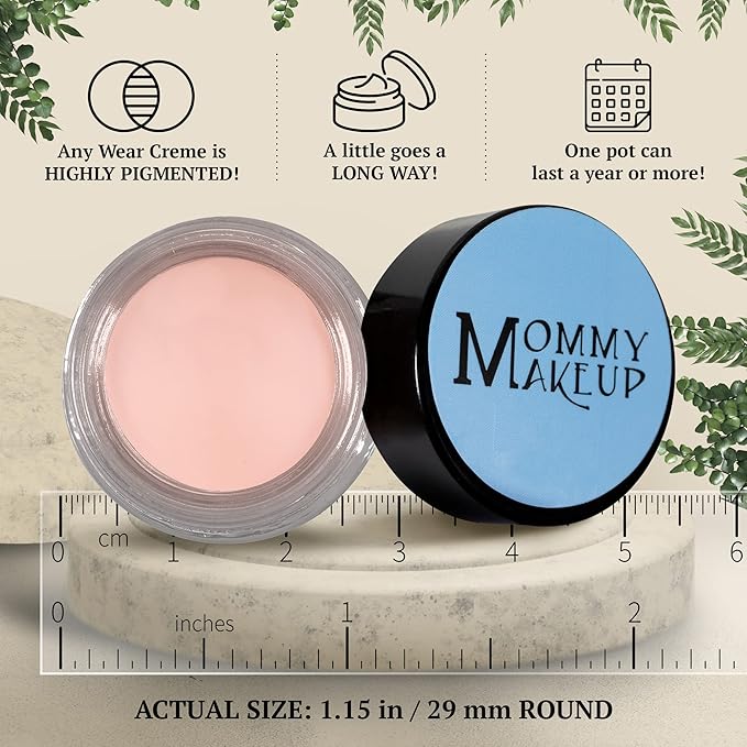Mommy Makeup Any Wear Creme Eyeshadow - Waterproof, Crease-Proof, Long Lasting, High Pigment, Oil-free - Cream to Powder for Eyes, Cheeks & Lips (Cashmere)