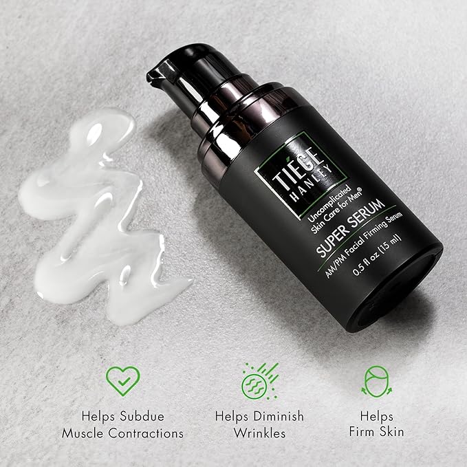 Tiege Hanley Anti Aging Face Serum for Men, Super Serum with Peptides, Retinyl Palmitate, and Sodium Hyaluronate to Firm Skin and Reduce Fine Lines, Men’s Skin Care, 0.5 Fl Oz