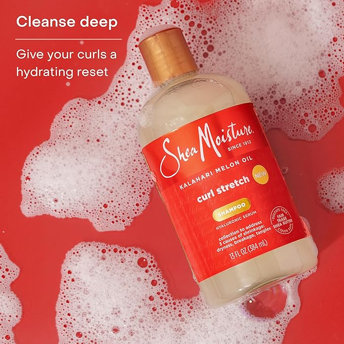 SheaMoisture Curl Stretch Shampoo Kalahari Melon Oil Infused with Hyaluronic Serum, Cleanses and Hydrates for Strong and Soft Curls, for Type 4 Hair 13 Fl Oz