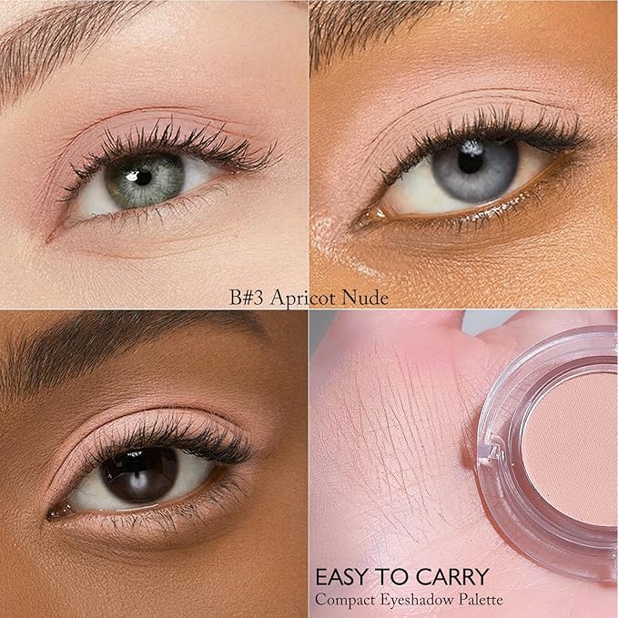 Apricot Nude Eyeshadow Palette - Single Matte Eyeshadow Silky Pressed Eye Shadow Powder, Compact Lightweight Blendable Neutral Eyeshadow, Daily Matte Eyes Makeup, #03