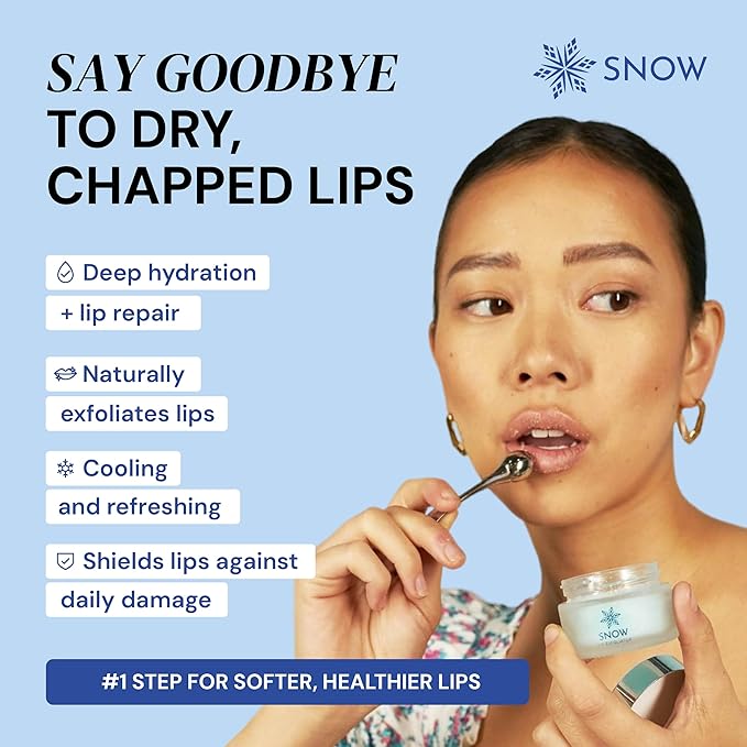 SNOW Lip Scrub Exfoliator - Sugar Scrub for Dry, Cracked Lips with Jojoba Oil, Lavender & Mint - Nourishes, Hydrates & Repairs - Treatment with Refreshing Formula, Comes with Dual Applicator