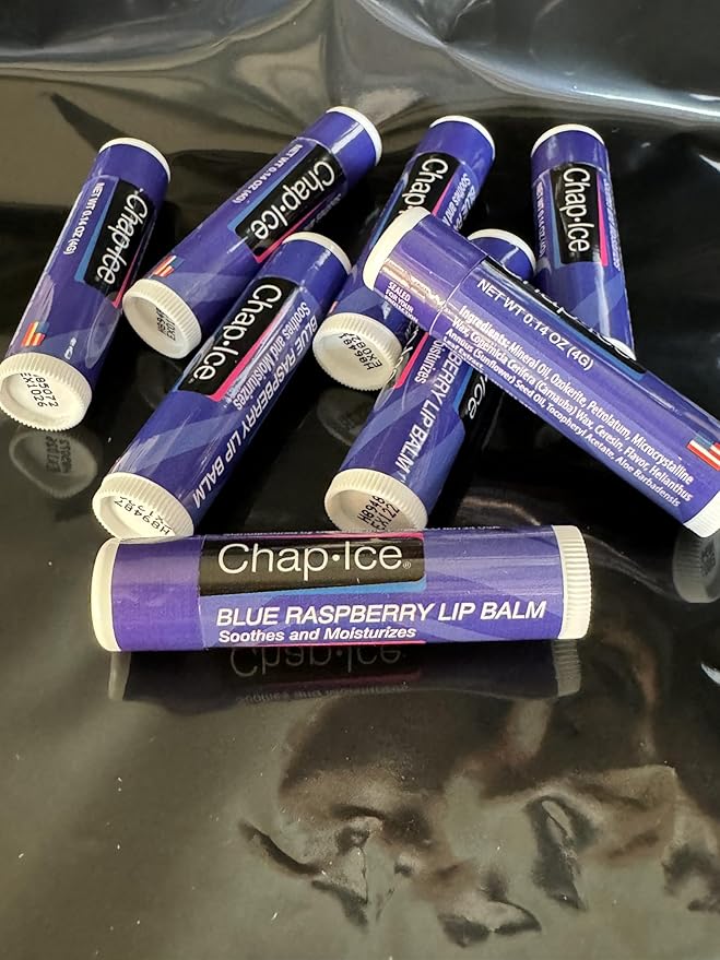 Generic Lip chap.ice BLUE RASPBERRY Lip Balm Soothes and Moisturizes 0.14 oz x 8