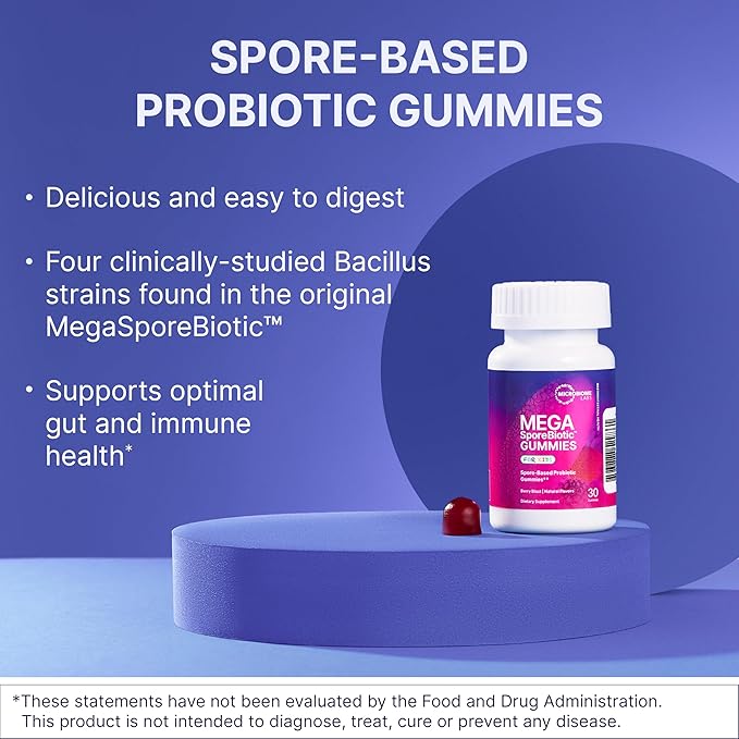 Microbiome Labs MegaSporeBiotic Kids Probiotic - Spore Based Gummy Probiotics for Kids - Supports Gut Health & Immunity with Bacillus Probiotic Blend - Berry Flavored (30 Gummies)