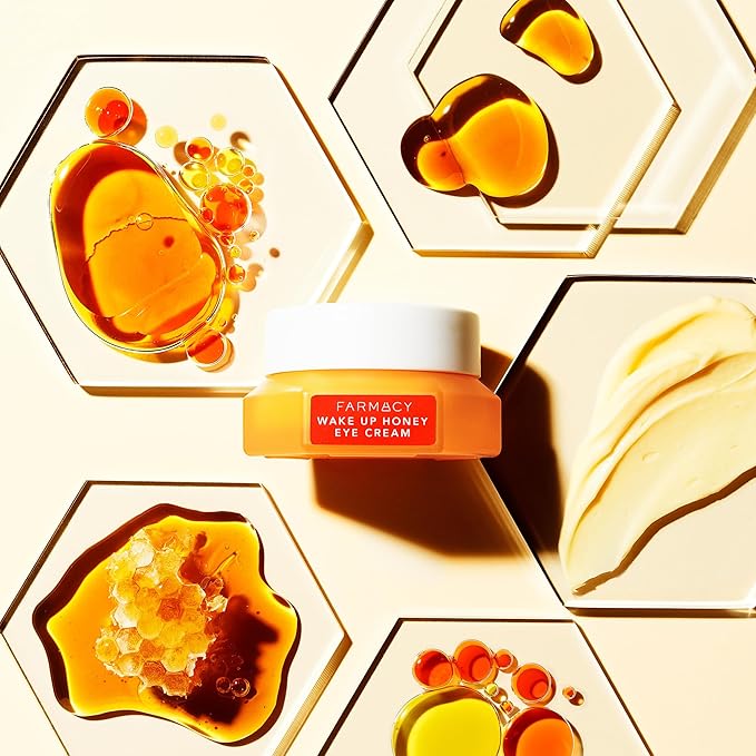 Farmacy Wake Up Honey Vitamin C Eye Cream - Brightening Under Eye Cream for Dark Circles + Puffiness - Enriched with Cranberry Peptide to Smooth Wrinkles Over Time (15ml)
