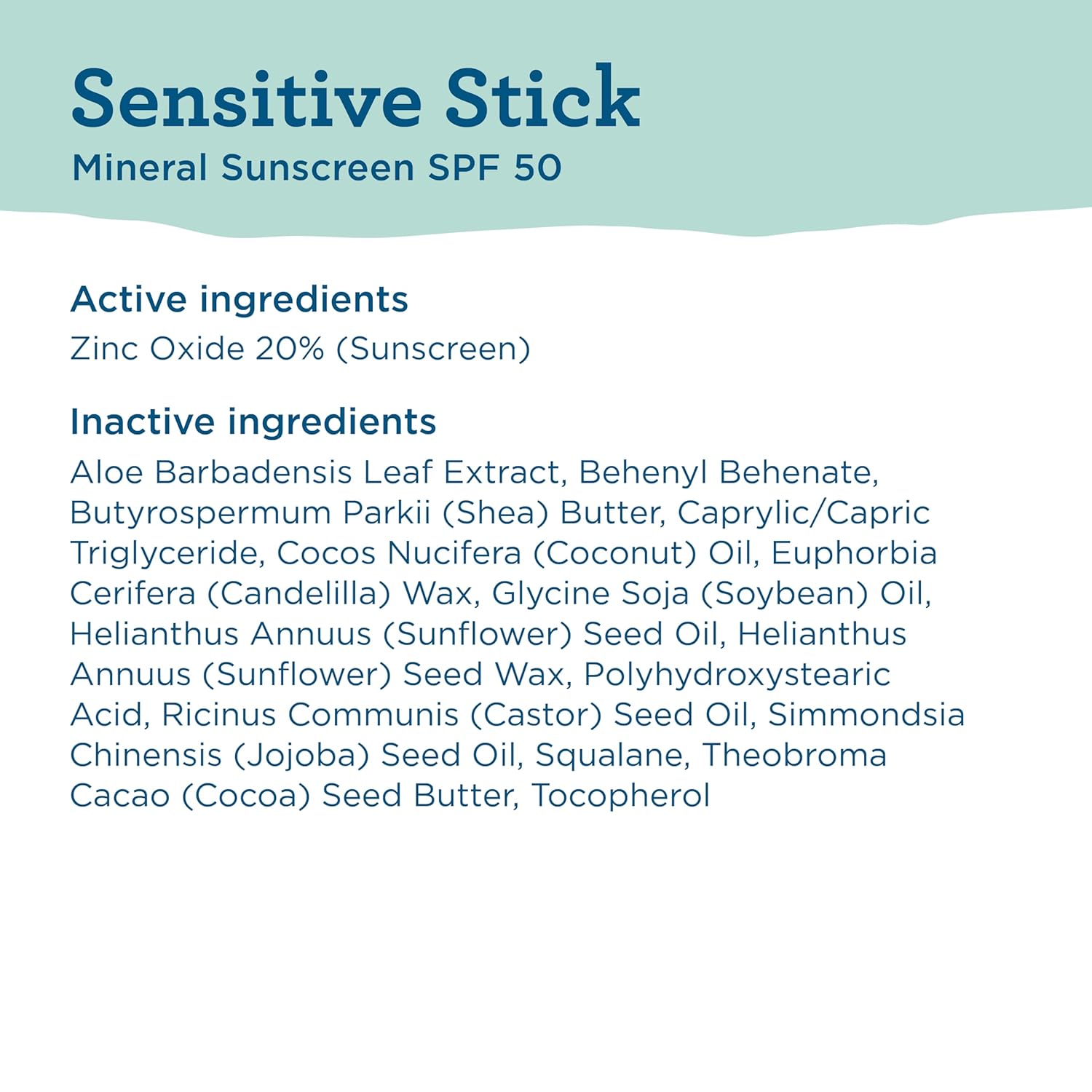 Sensitive Mineral Sunscreen Stick with Zinc Oxide, SPF 50+, Water Resistant, UVA UVB Protection Easy to Apply, Fragrance Free, 0.5 Oz