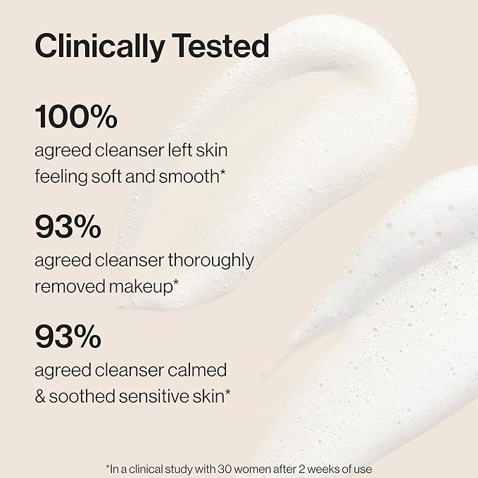 Honest Beauty Sensitive Skin Calming Cream Cleanser, Gently Cleanses Hydrates Calms, Hypoallergenic, Fragrance-Free, Vegan, 4 fl oz