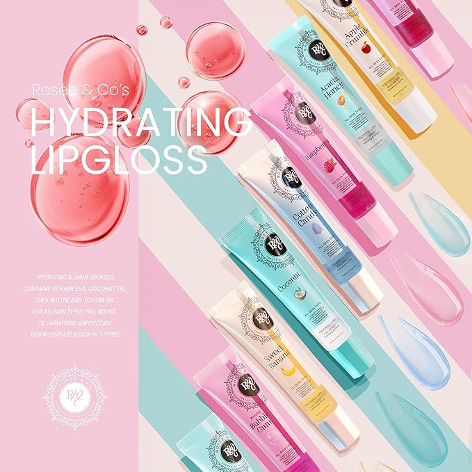Rosee Lip Gloss Vegan & Cruelty Free Treatment, Professional Make up, Long Lasting Glossy with Shea Butter, Moisturize, Protect & Smooth, High Shine, Non-Sticky (i. Wet Cherry, 0.5)