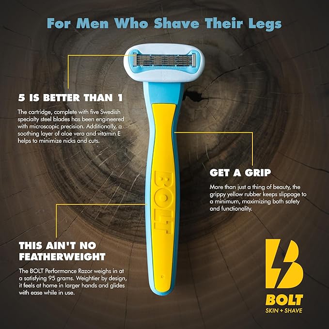 Bolt Performance Razor for Men's Leg Shaving bundle with Shave Butter for Men 6 Fl Oz