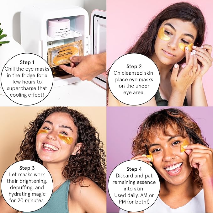 grace & stella Award Winning Under Eye Mask - Xmas Stocking Stuffers under 10, Gel Eye Patches for Dark Circles, Puffy Eyes, Wrinkles, Undereye Bags, Gifts for Women - Vegan, Self Care (6 Pairs, Gold)