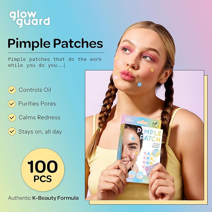 Pimple Patches with Hydrocolloid & Tea Tree Oil – Korean Skin Care, Dermatologist Tested – Absorbs Impurities, Reduces Redness – Vegan, Non-GMO, Clean Beauty – 100 Pcs