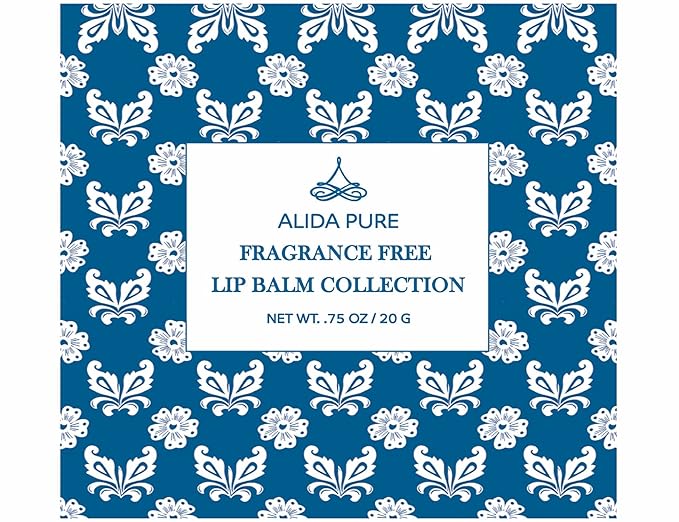 Fragrance Free Lip Balm, Vegan Set, Unscented, No Flavor, Beeswax Free, Organic Jojoba and, Avocado Oil, Vitamin E, Natural Moisturizer for Dry, Chapped, or Cracked Lips, 5 Tube Set
