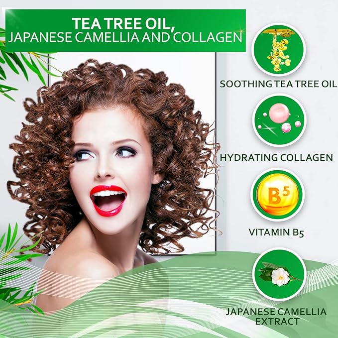 Tea Tree Shampoo and Conditioner Set – with 100% Pure Australian Tea Tree Oil - Anti Dandruff Sulfate and Paraben Free - Dry Scalp Treatment with Keratin, Vitamin B5, Collagen for Women and Men