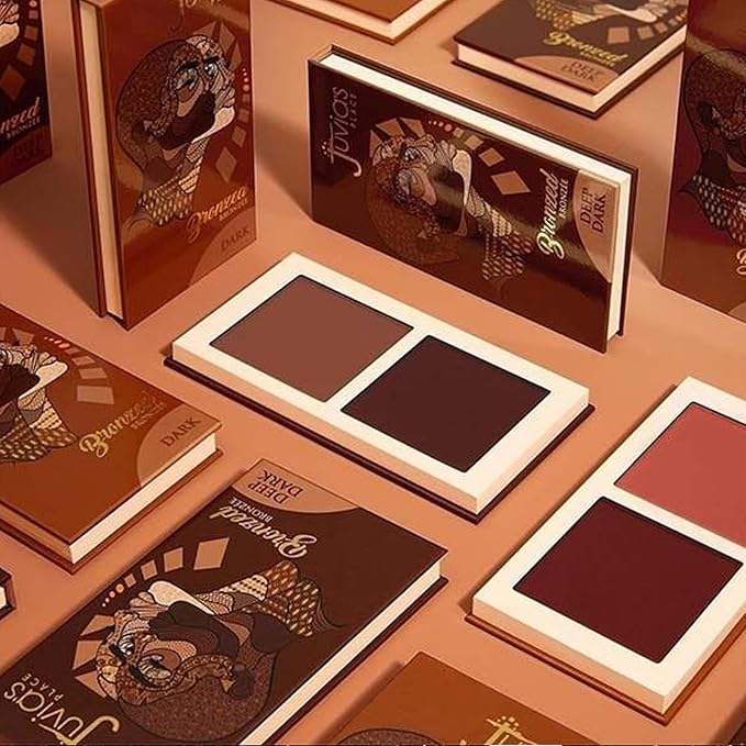 Juvia's Place Bronzed Duo Bronzer Dark - Soft Matte Bronzer, Contour Powder, Pressed Powder, Long-Wearing & Buildable Bronzing Powders - Suitable for Dark to Deep Tan Skin Tone