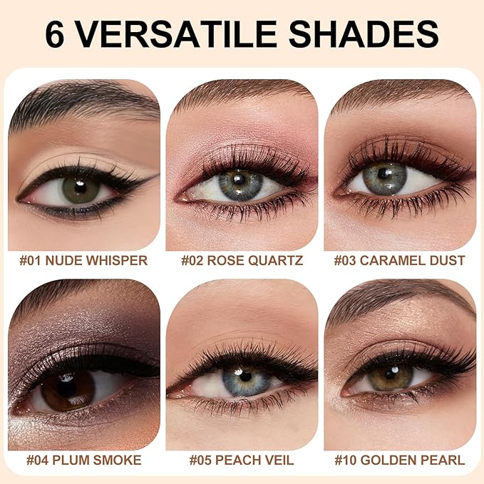 Dual-Ended Cream Eyeshadow Stick, Shimmer Waterproof Long-Lasting Crease-Proof Glitter Eye shadow Pencil for Women, Smooth Blendable Eye Shadow Crayon with Built-in Smudger, 10 Golden Pearl