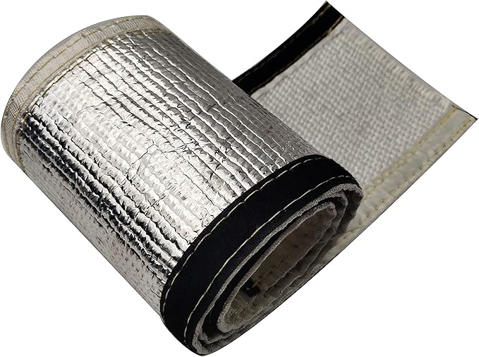 Heat Shroud 1-1/2" ID 3.2 ft Aluminized Sleeving Lightweight Aluminum Fiberglass Insulated Shield Sleeve for 1-1/2 OD Braided Hoses, Fuel Lines, Cables or Electrical Wiring Ultimate Heat Protection