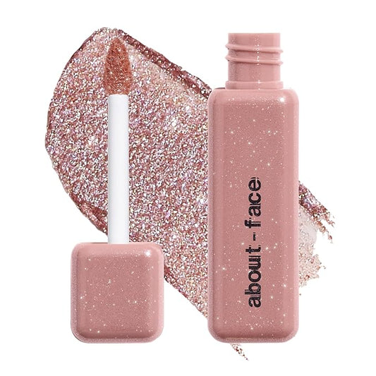 aboutface Fractal Glitter Eye Paint Smolder – Smudge-Proof, Long-Lasting Liquid Eyeshadow – Intense Sparkle with Mousse Texture – Vegan, Cruelty-Free – 0.13oz (Shimmering Mauve)