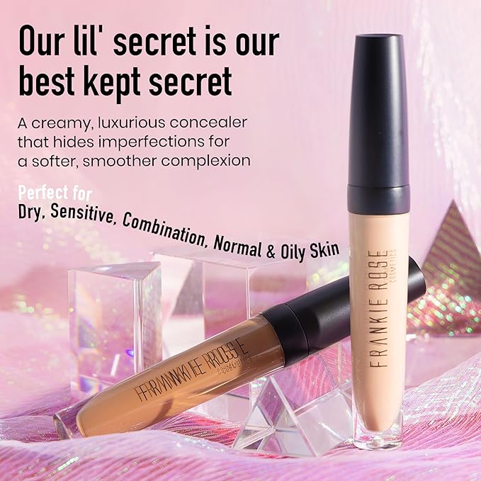 Frankie Rose Cosmetics Our Lil’ Secret Concealer - Full, Long Lasting Coverage for Dark Circles and Fine Lines - Easy to Blend - Soft, Smooth Complexion - Ginger